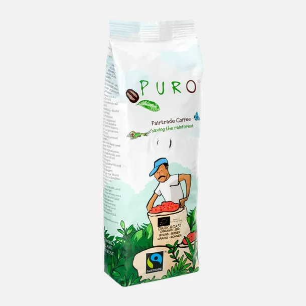 Puro Organic Dark Roast m�rkristet Kaffeb�nner 250 g.