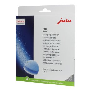 Jura 25045 3-Fase Rensetabletter til Kaffemaskiner - Pakke med 25 Stk.