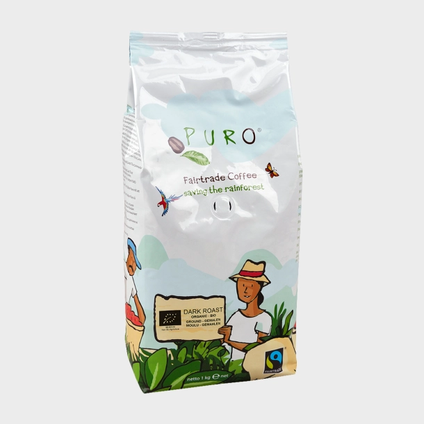 1 kasse KAFFE PURO FAIRTRADE ORGANIC FORMALET 1kg x 9 kg.